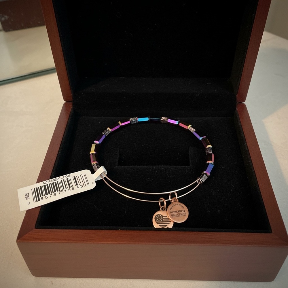 💜ALEX AND ANI💜Aurora Metallic Burgundy Beaded Bangle in Rose Gold/NWT